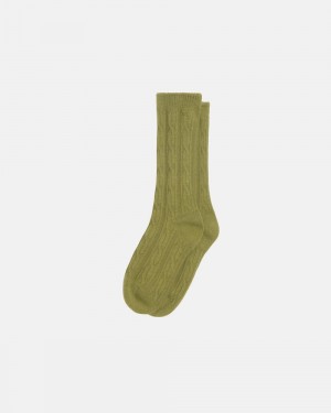 Chaussette Stussy Cable Knit S Dress Noir Vert France | 69820-FUWY