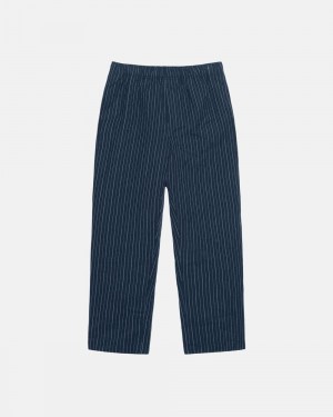 Pantalon Stussy Beach Wrinkled Stripe Bleu Marine France | 01948-GZLT