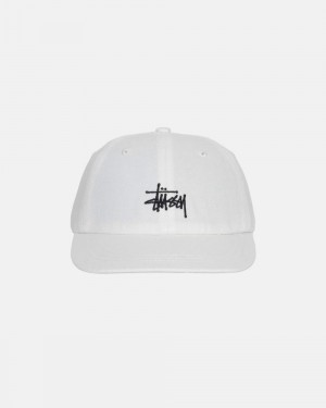 Strapback Hats Stussy Low Pro Basic Blanche France | 64135-HQKM