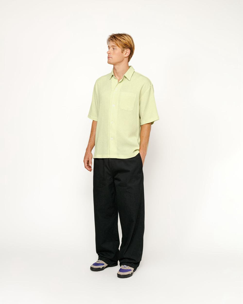 Chemise Stussy Boxy Flat Hem Crinkled Vert  France |  19526-QIKM