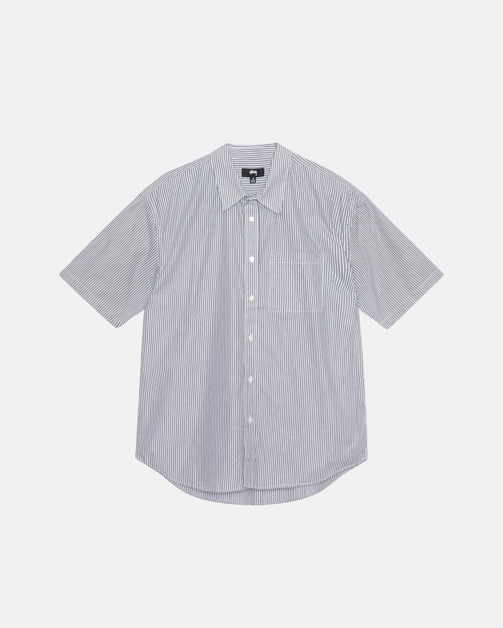 Chemise Stussy Boxy Ss 8 Ball Stripe Bleu Marine  France |  07938-KABL