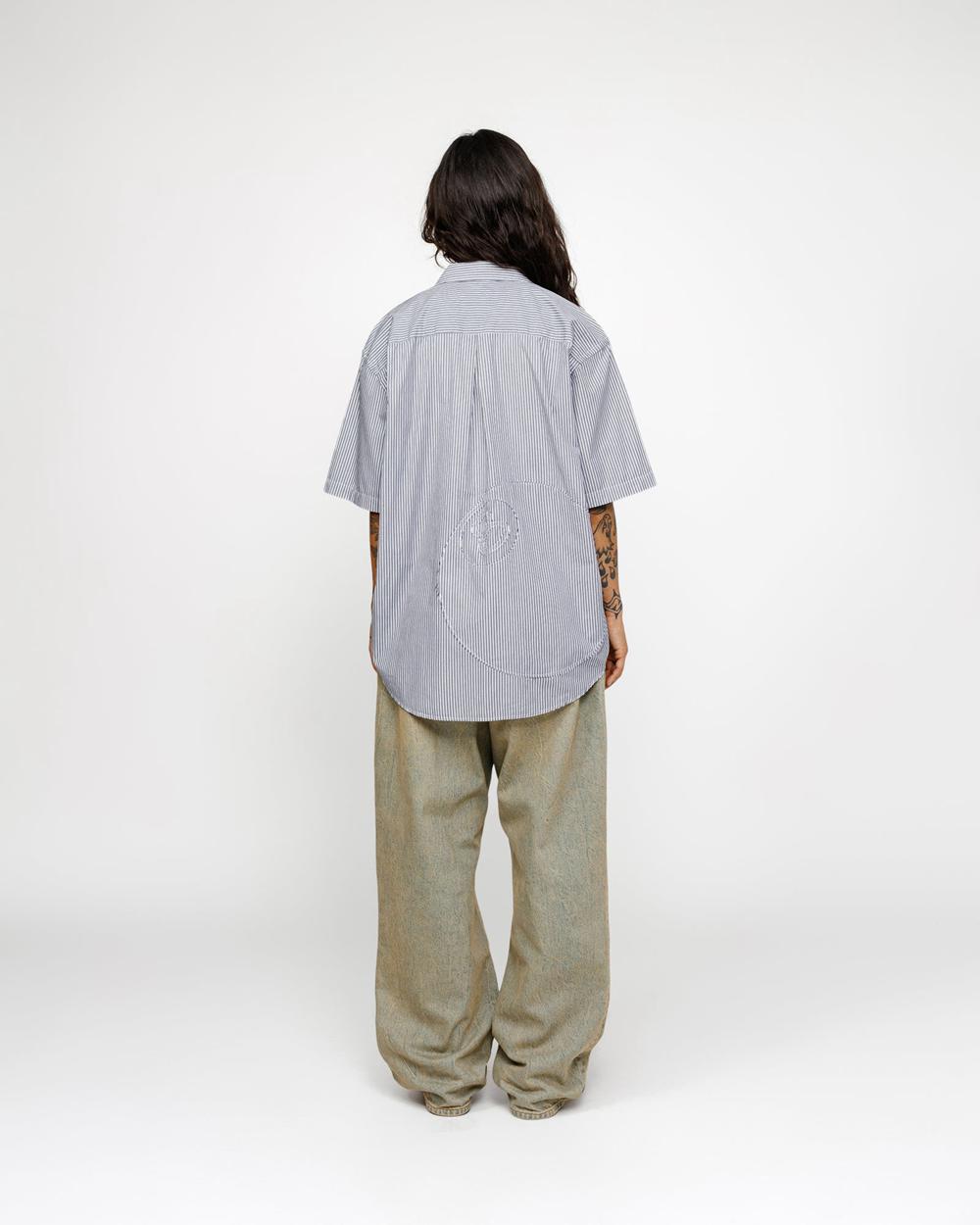 Chemise Stussy Boxy Ss 8 Ball Stripe Bleu Marine  France |  07938-KABL