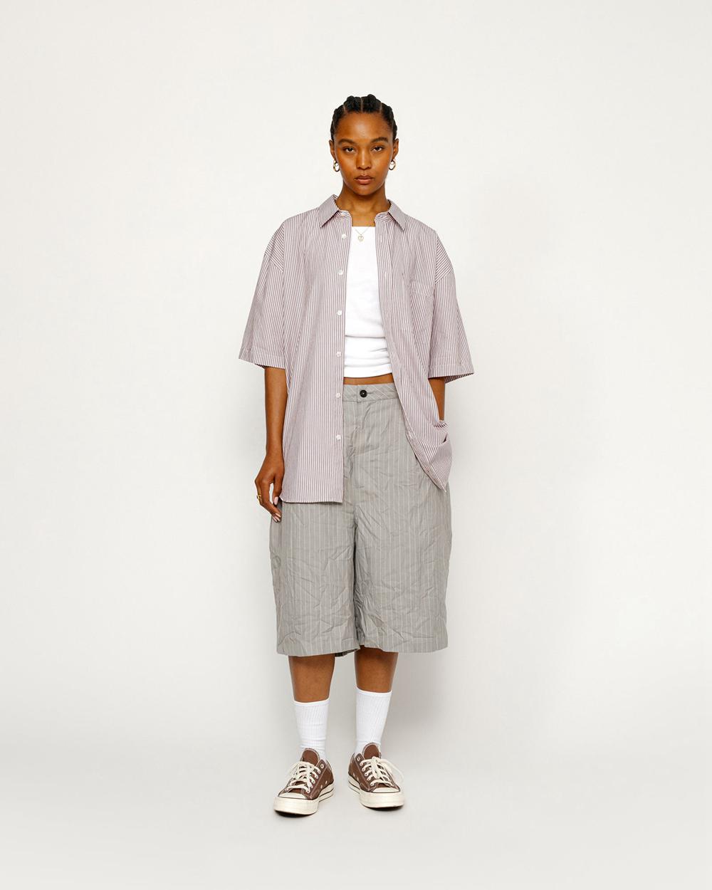 Chemise Stussy Boxy Ss 8 Ball Stripe Bordeaux  France |  29740-ZQSH