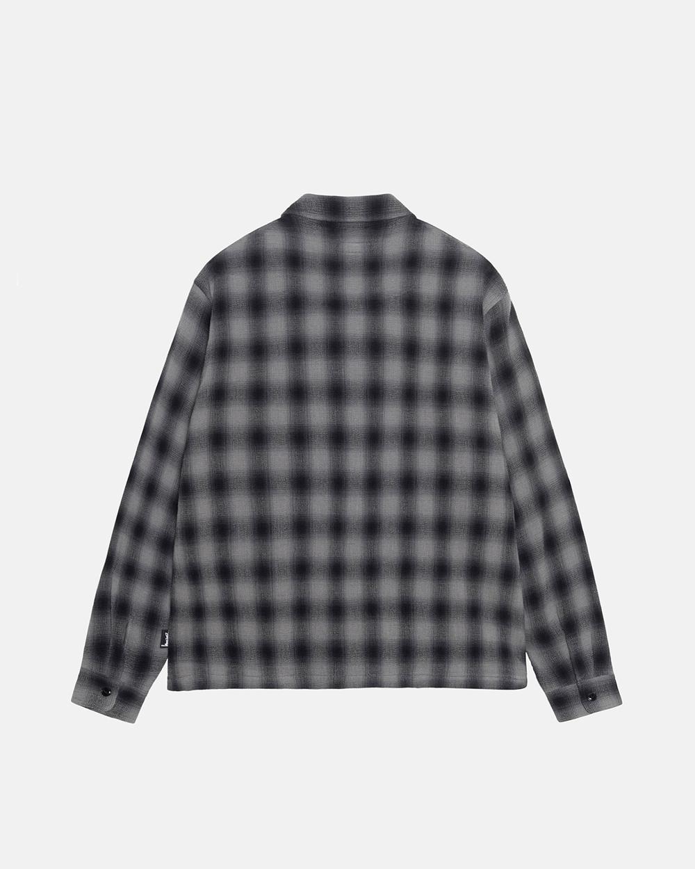 Chemise Stussy Zip Twisted Yarn Plaid Grise  France |  58179-FXCI