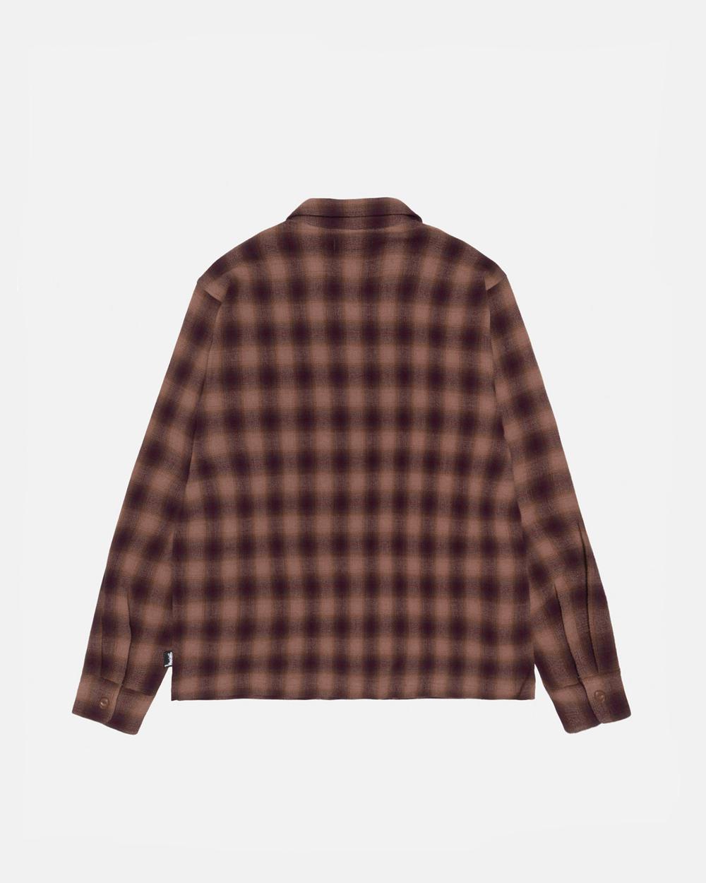 Chemise Stussy Zip Twisted Yarn Plaid Marron  France |  93570-QGTY