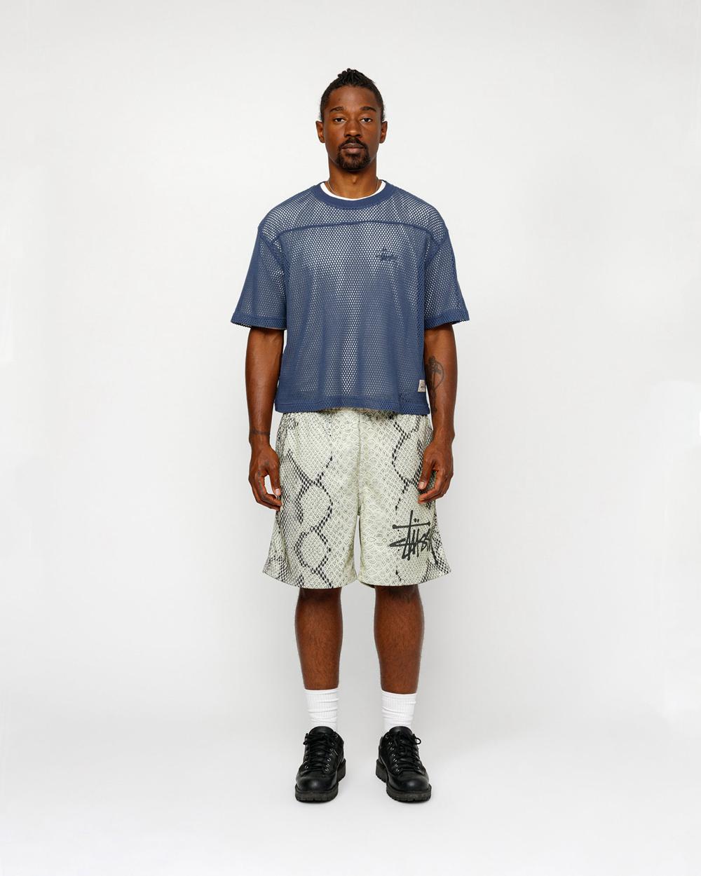 Hauts Stussy Mesh Jersey Crew Bleu Marine  France |  36128-XYGW