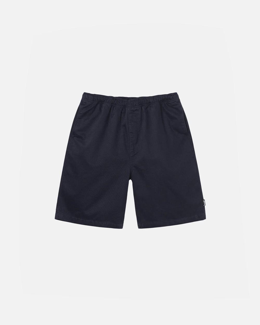Short Stussy Beach Brushed Cotton Bleu Marine  France |  29075-FETG