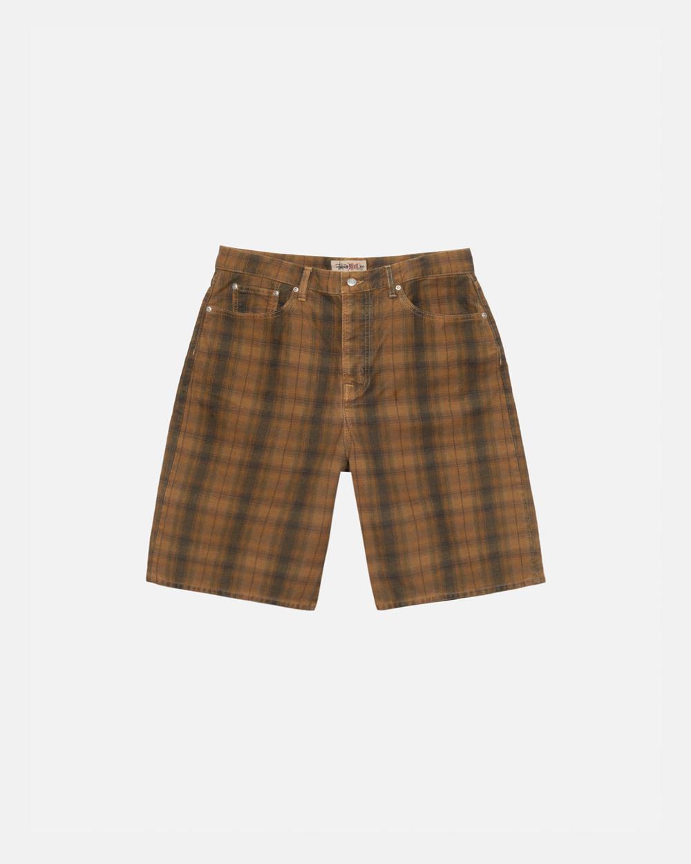 Short Stussy Big Ol\' Canvas Plaid Marron  France |  80567-YJNO