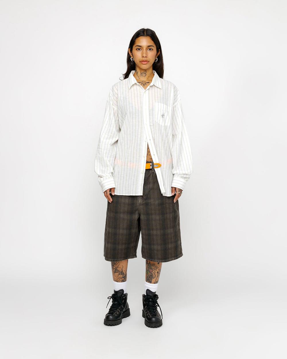 Short Stussy Big Ol' Canvas Plaid Vert Olive  France |  46587-KPEC