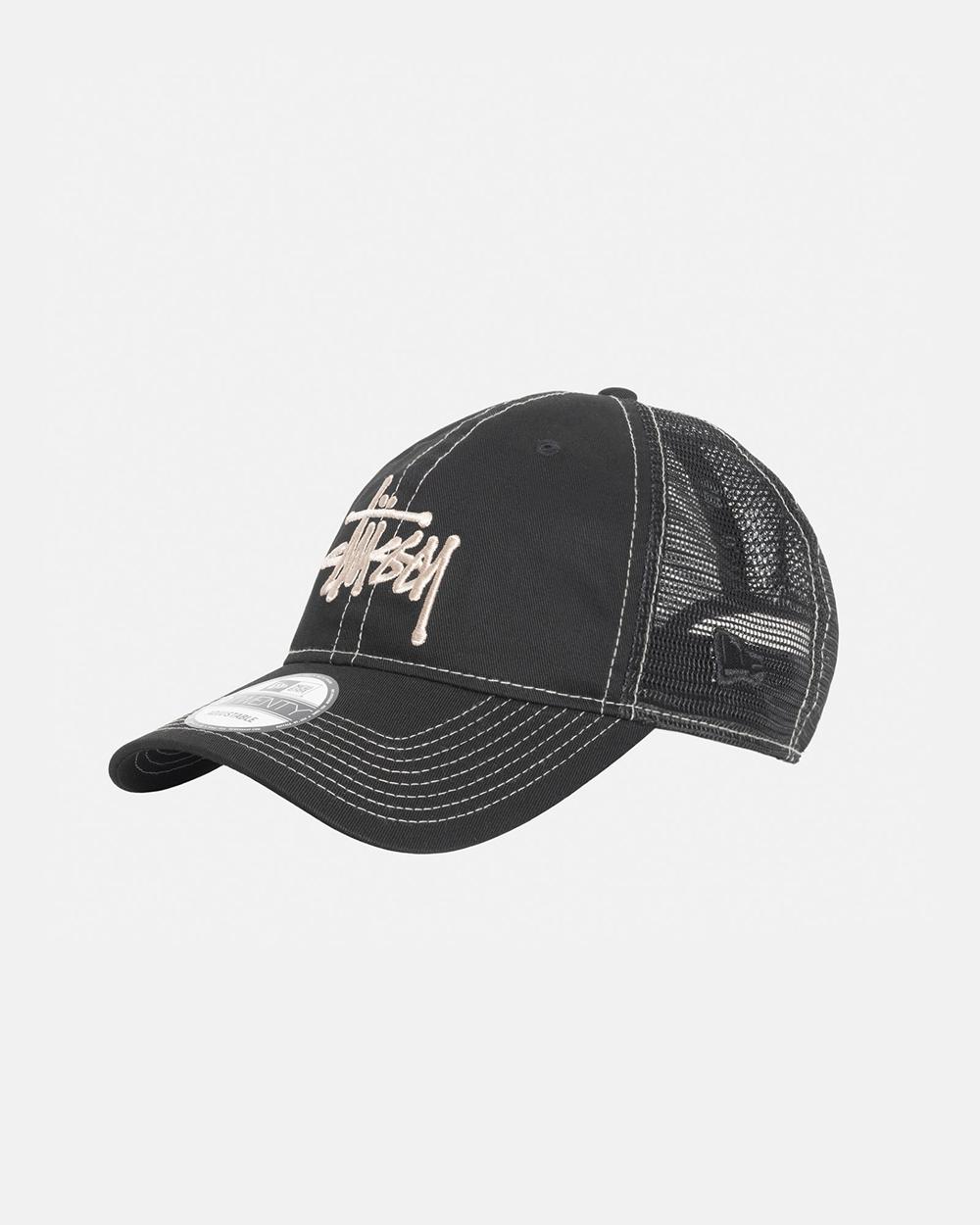 Strapback Hats Stussy New Era 9Twenty Basic Noir  France |  41652-PYBM