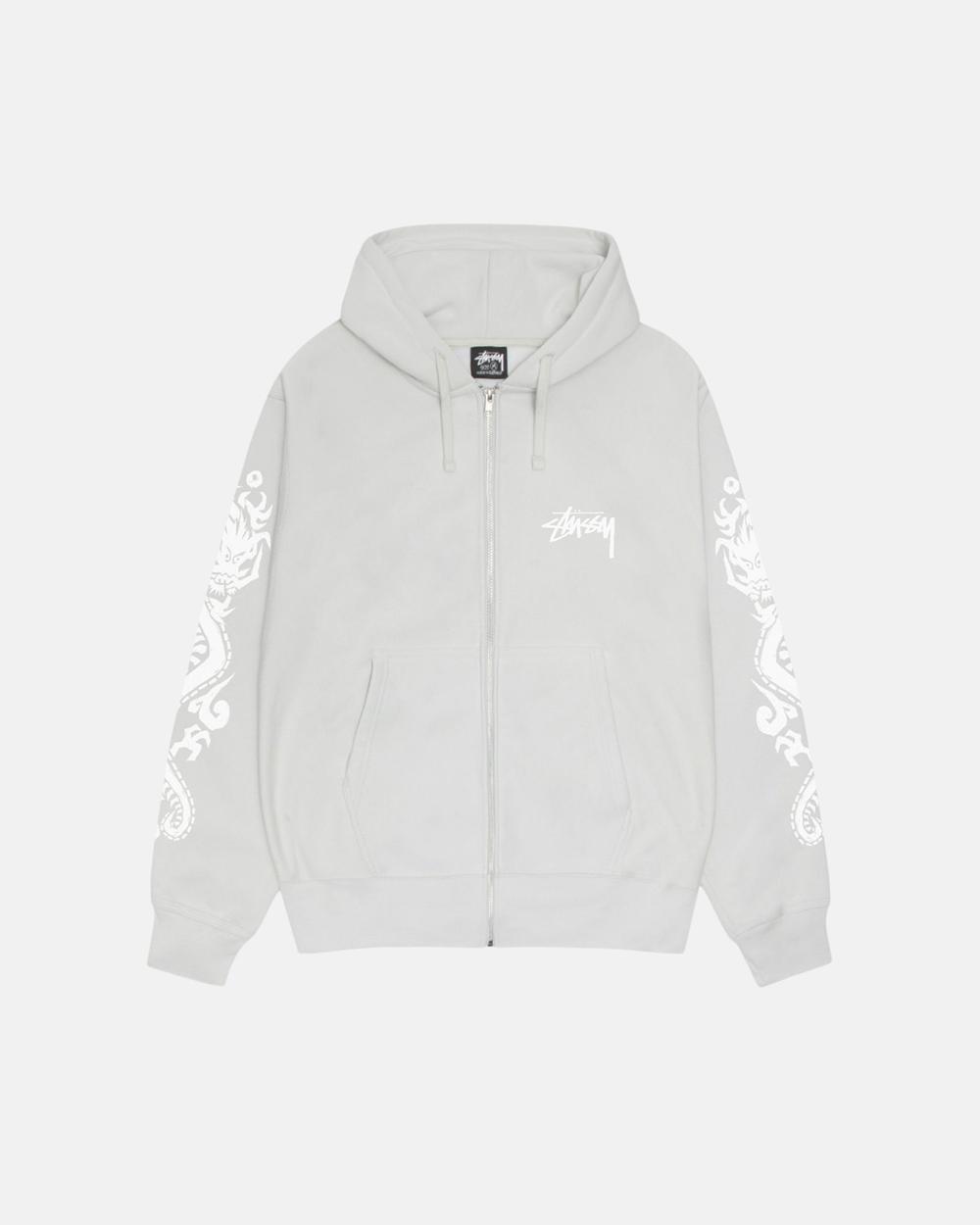 Sweat a Capuche Stussy Dragons Zip Grise  France |  21807-JPMO
