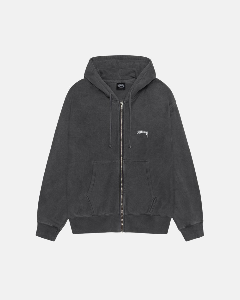 Sweat a Capuche Stussy Smooth Stock Zip Pigment Dyed Noir  France |  21089-HPOA