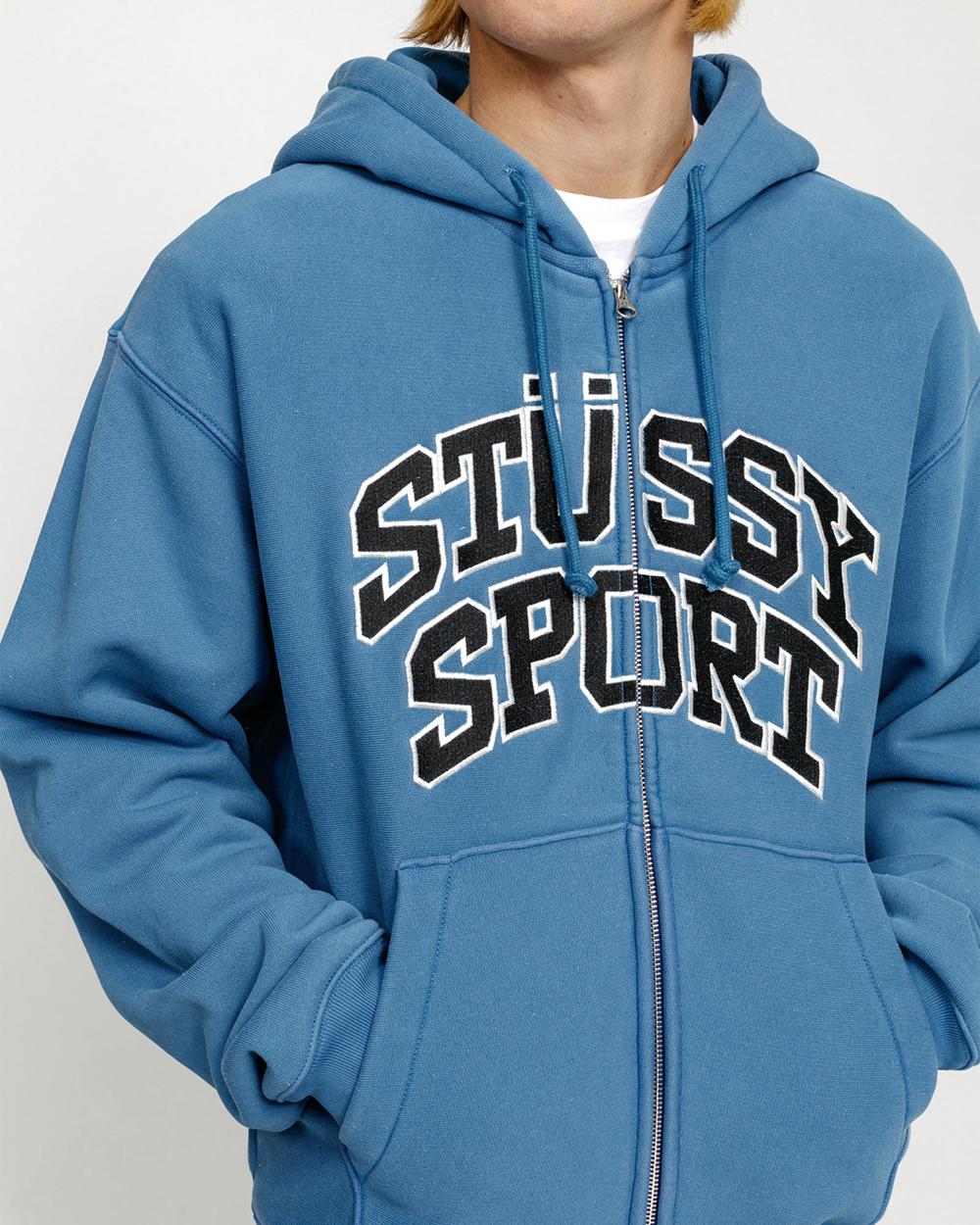 Sweat a Capuche Stussy Sport Zip Bleu  France |  06349-RQWM