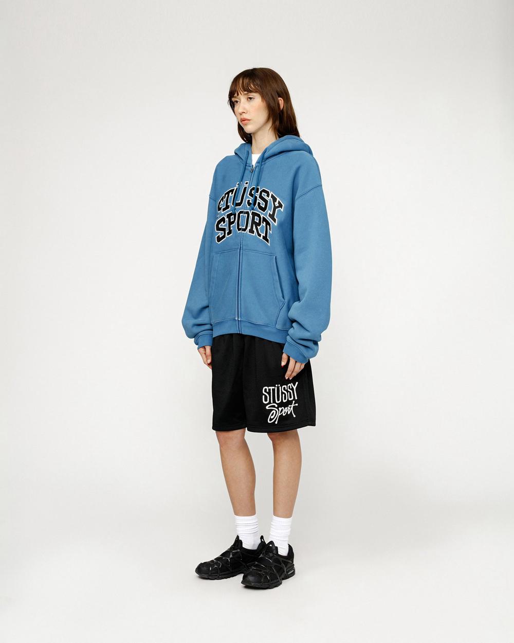 Sweat a Capuche Stussy Sport Zip Bleu  France |  06349-RQWM