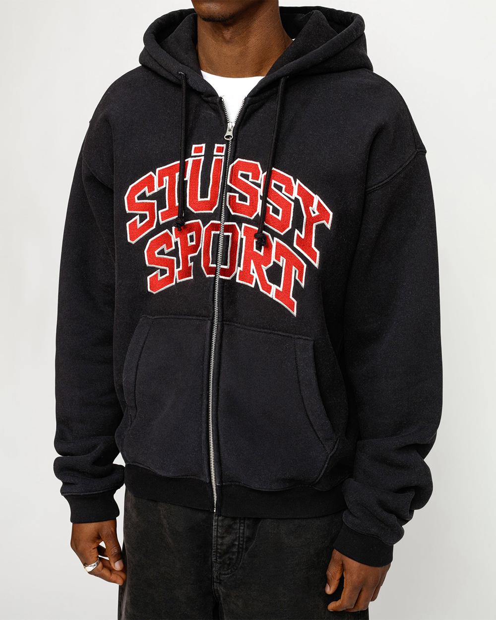 Sweat a Capuche Stussy Sport Zip Noir  France |  25170-TGVU