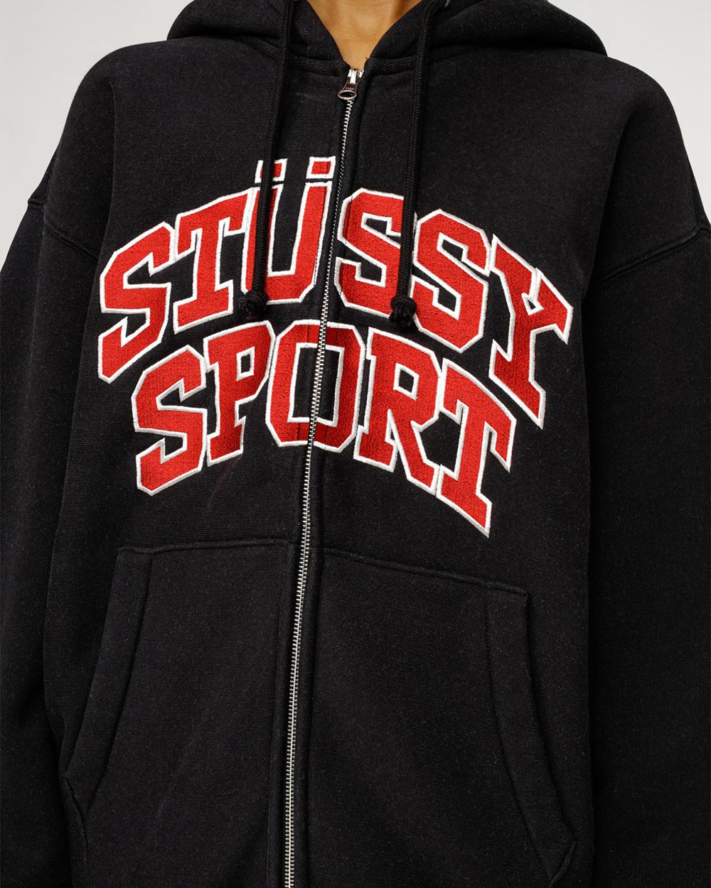 Sweat a Capuche Stussy Sport Zip Noir  France |  25170-TGVU