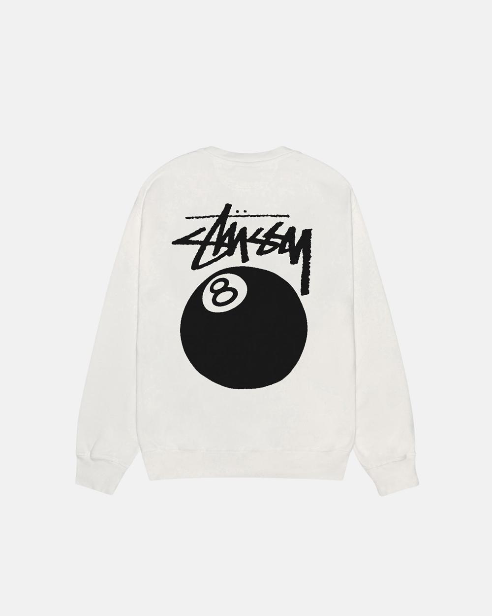 Sweats Stussy 8 Ball Crew Pigment Dyed Blanche  France |  09652-QUON