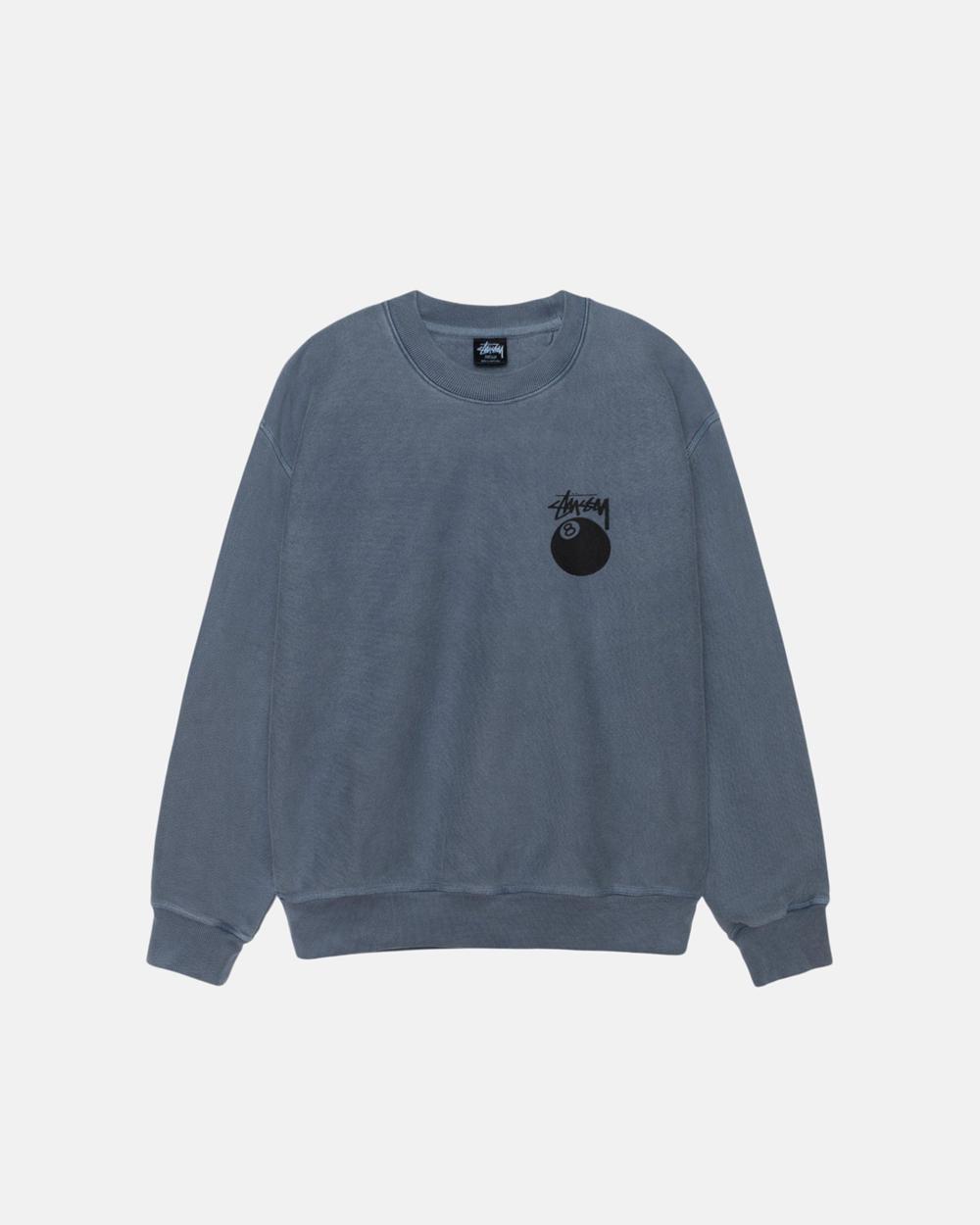 Sweats Stussy 8 Ball Crew Pigment Dyed Bleu Marine  France |  75692-HVQS