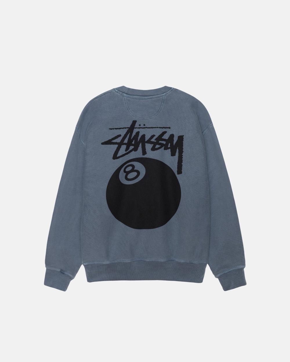 Sweats Stussy 8 Ball Crew Pigment Dyed Bleu Marine  France |  75692-HVQS