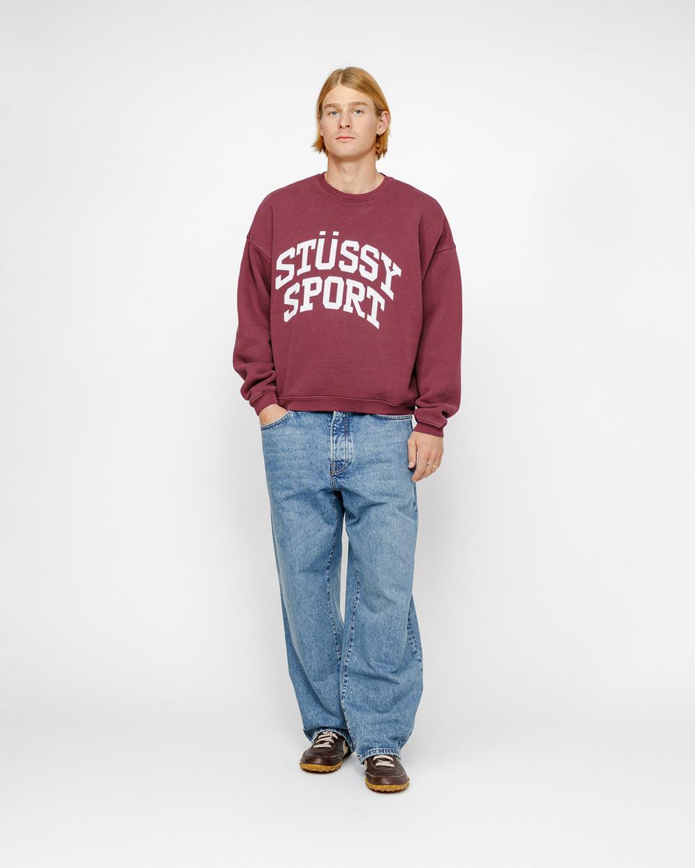 Sweats Stussy Big Crackle Sport Crew Bordeaux  France |  68302-BKYM