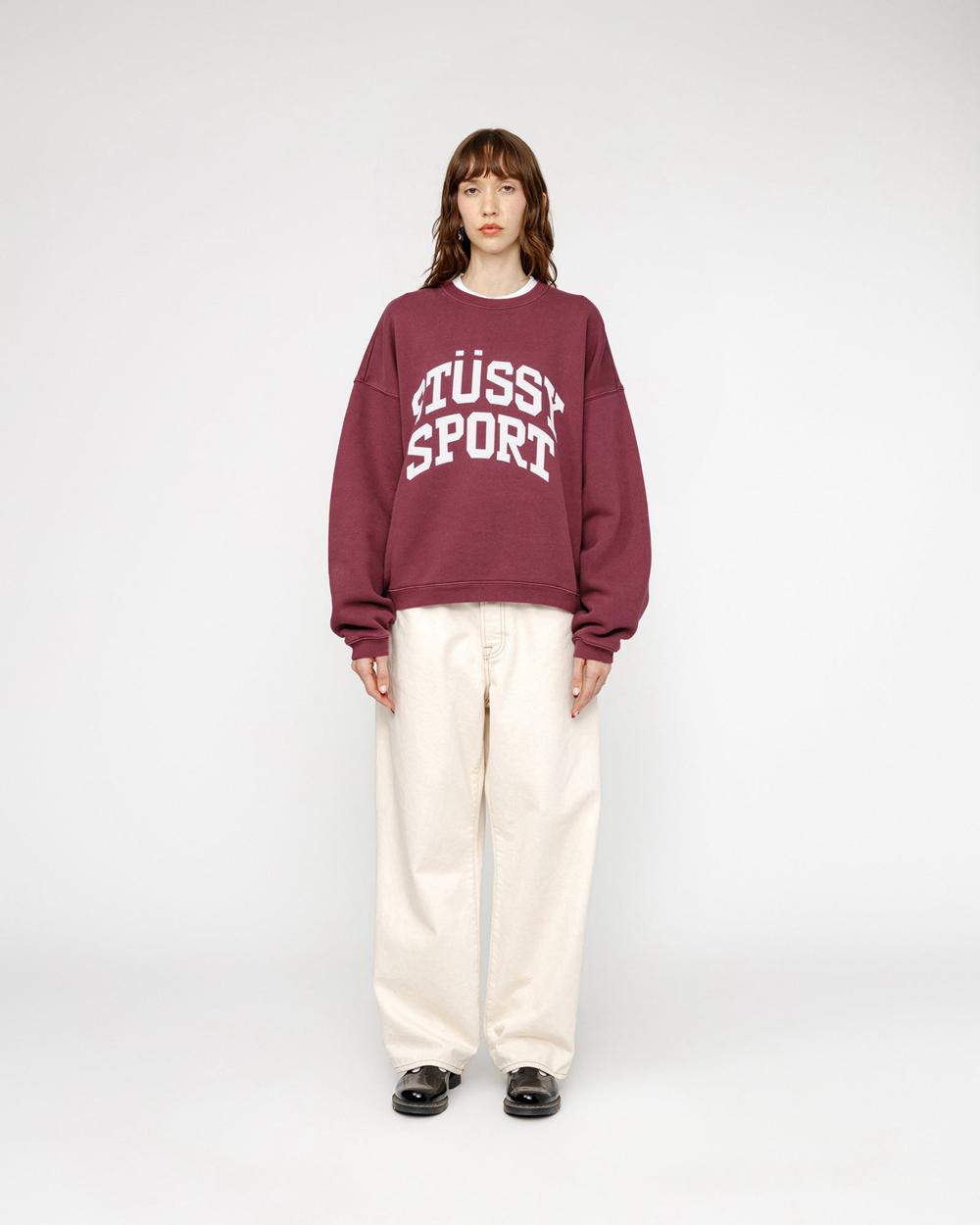 Sweats Stussy Big Crackle Sport Crew Bordeaux  France |  68302-BKYM