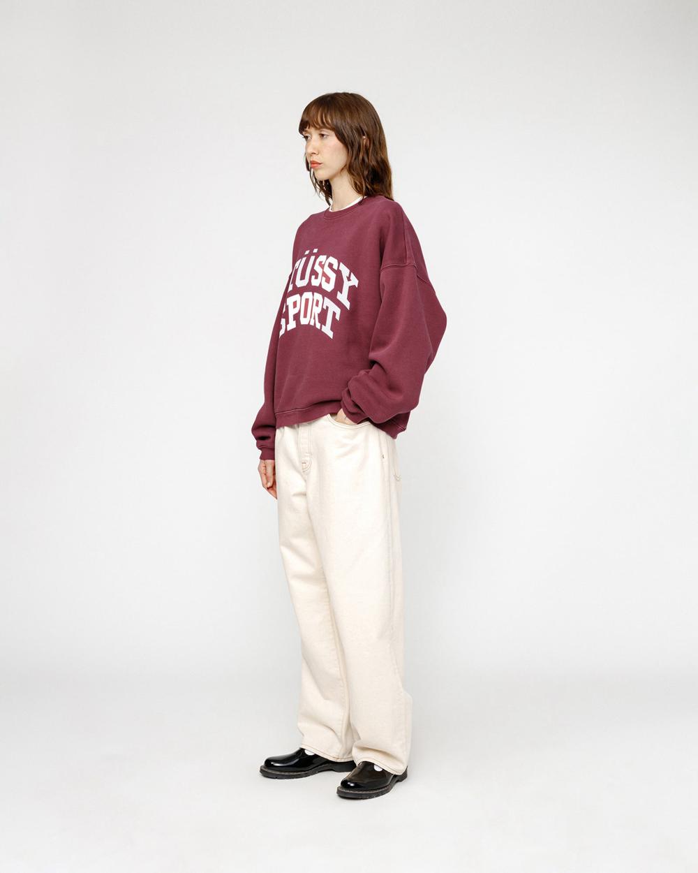 Sweats Stussy Big Crackle Sport Crew Bordeaux  France |  68302-BKYM