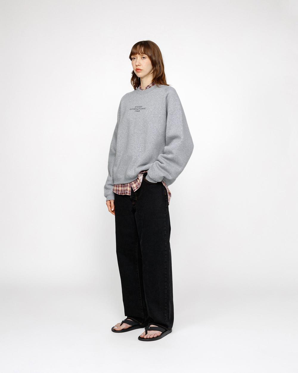 Sweats Stussy Raglan Sleeve Crew Grise  France |  65781-MFLR