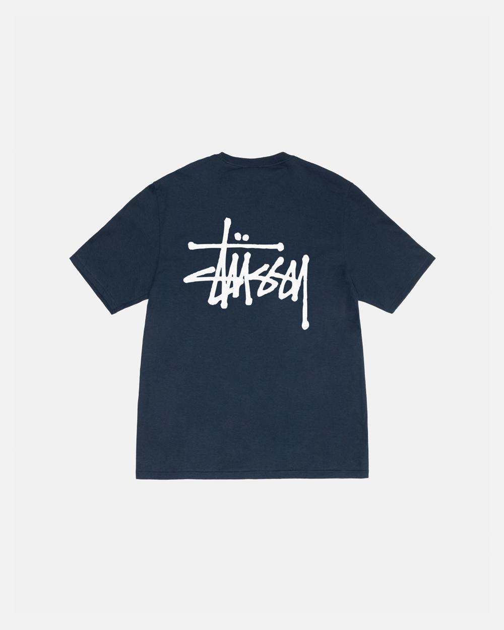 T-Shirt Stussy Basic Bleu Marine  France |  50978-FUMP