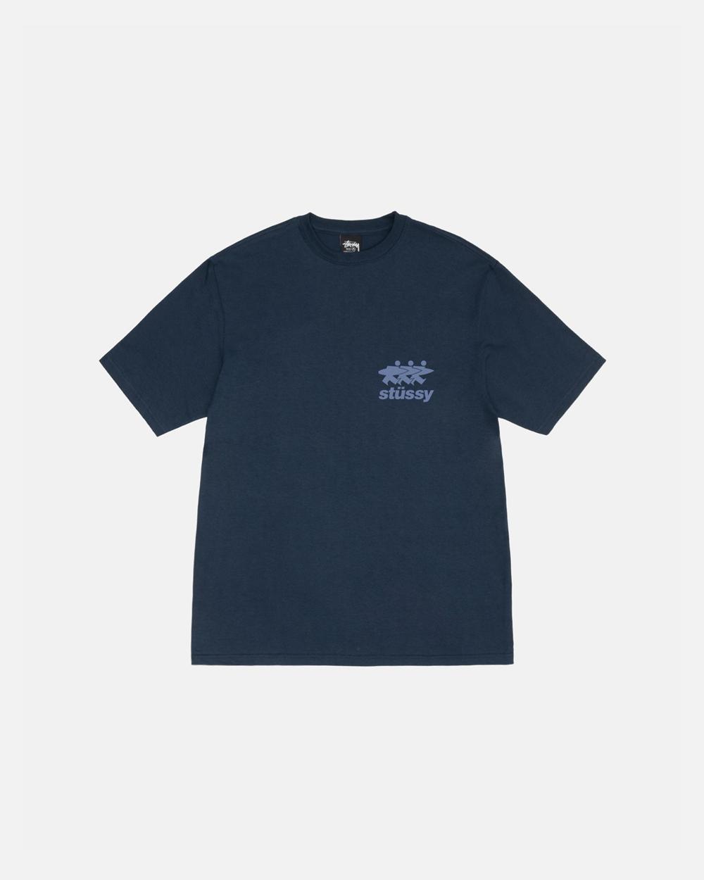 T-Shirt Stussy Surfwalk Bleu Marine  France |  41283-IUJL