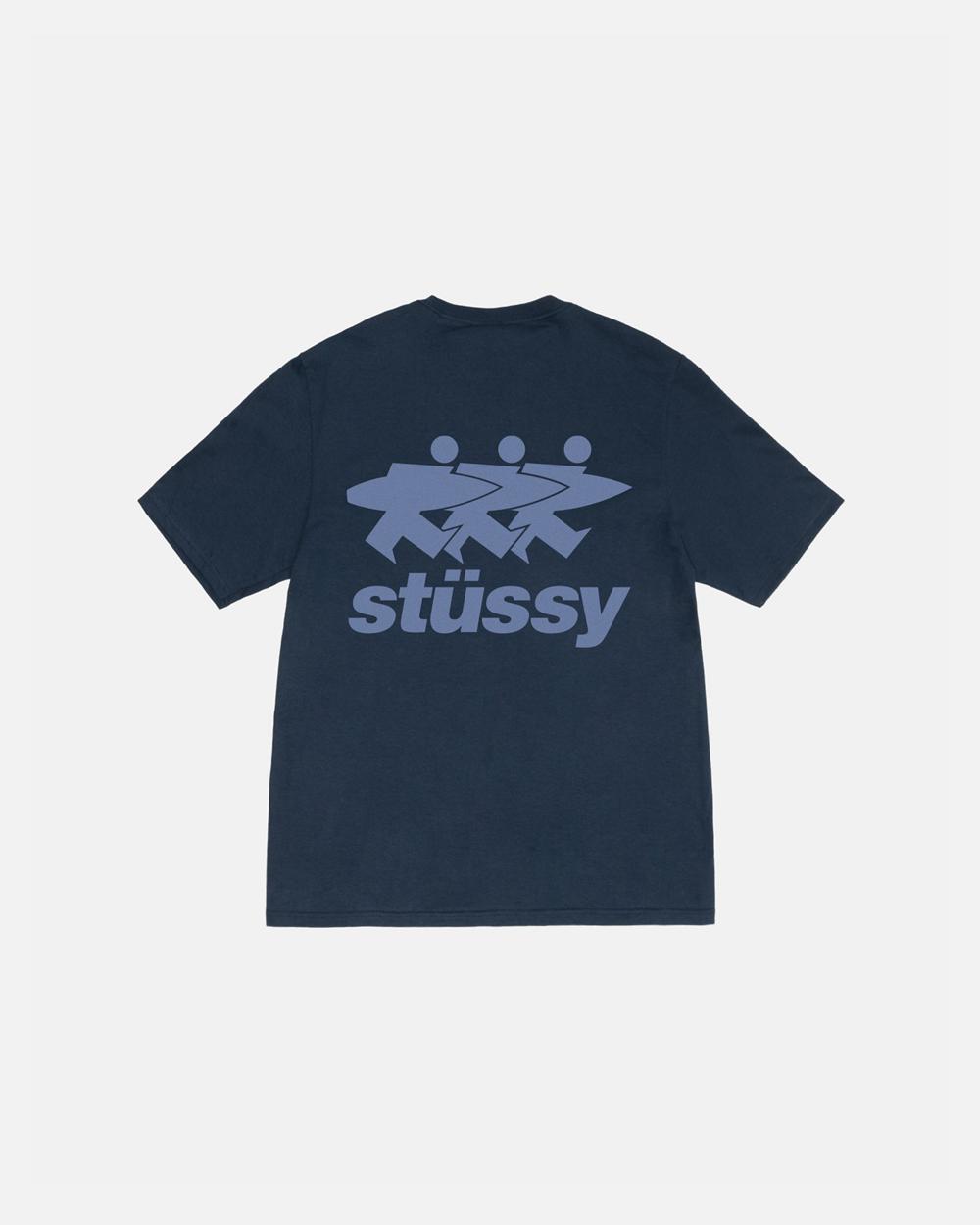 T-Shirt Stussy Surfwalk Bleu Marine  France |  41283-IUJL