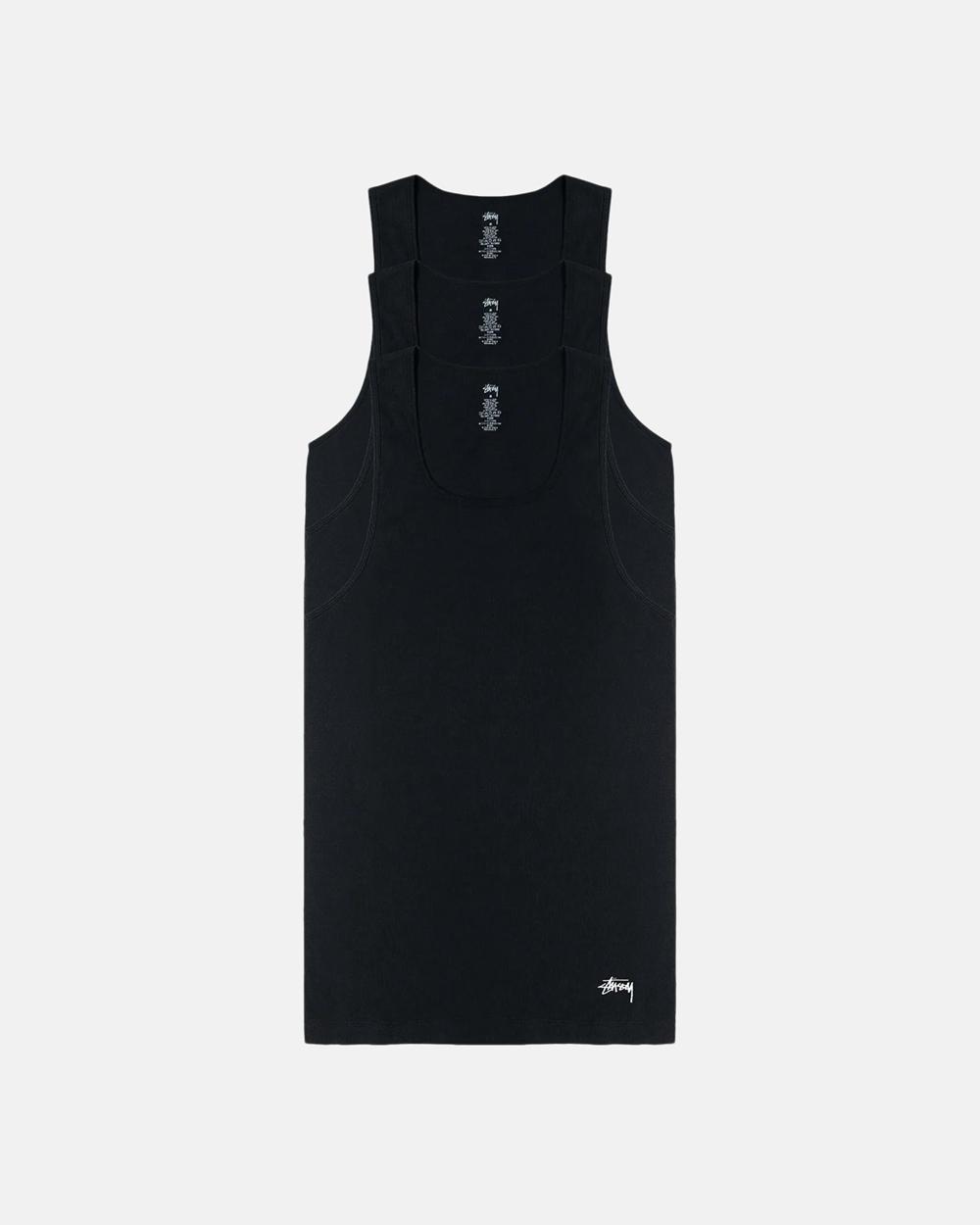 T-Shirt Stussy Tank 3 Pack Noir  France |  67295-IGNS