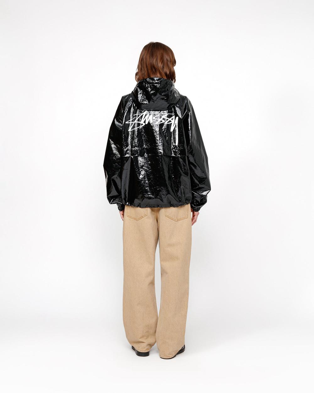 Veste Stussy Beach Shell Coated Ripstop Noir  France |  87159-KUDB