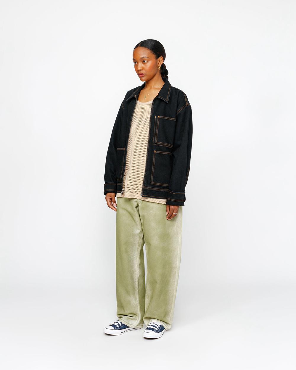 Veste Stussy Zip Work Denim Noir  France |  17523-DSHM