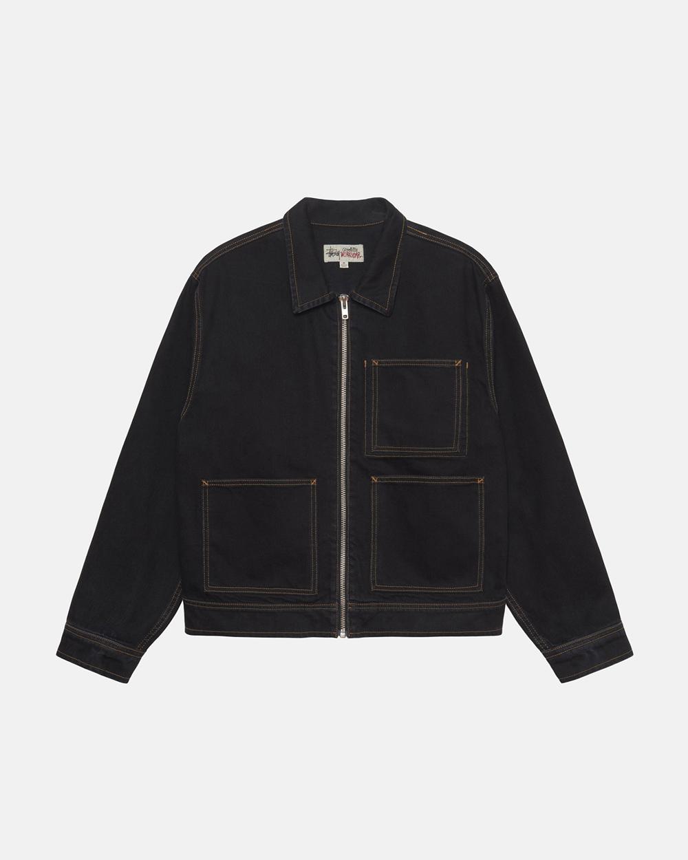 Veste Stussy Zip Work Denim Noir  France |  17523-DSHM