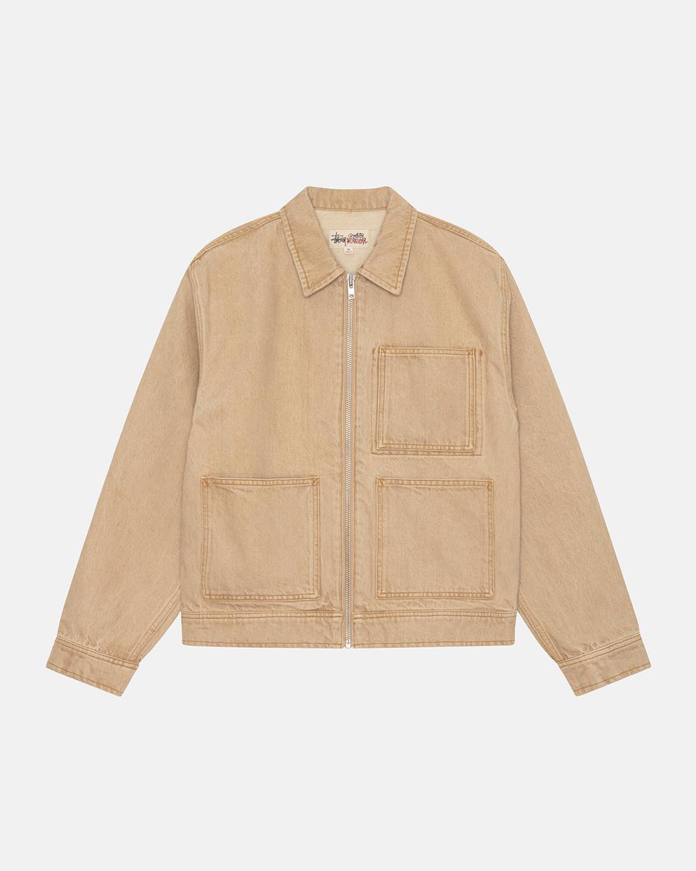 Vestes Stussy Zip Work Denim Sable Marron  France |  39240-MNFR